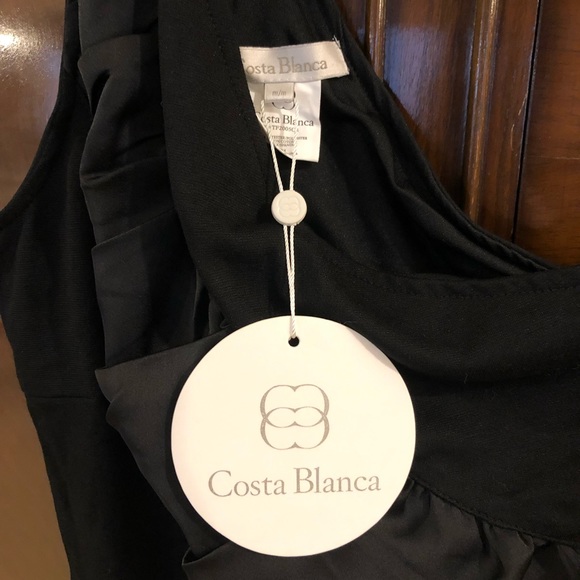 Costa Blanca Little Black Dress One Shoulder with Sash - Picture 3 of 4